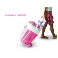 Cozinha Portátil com Rodas e Alça, 16 Acessórios, Colorida/Rosa