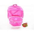 Mochila de Nylon Lisa Rosa com 3 Zíperes
